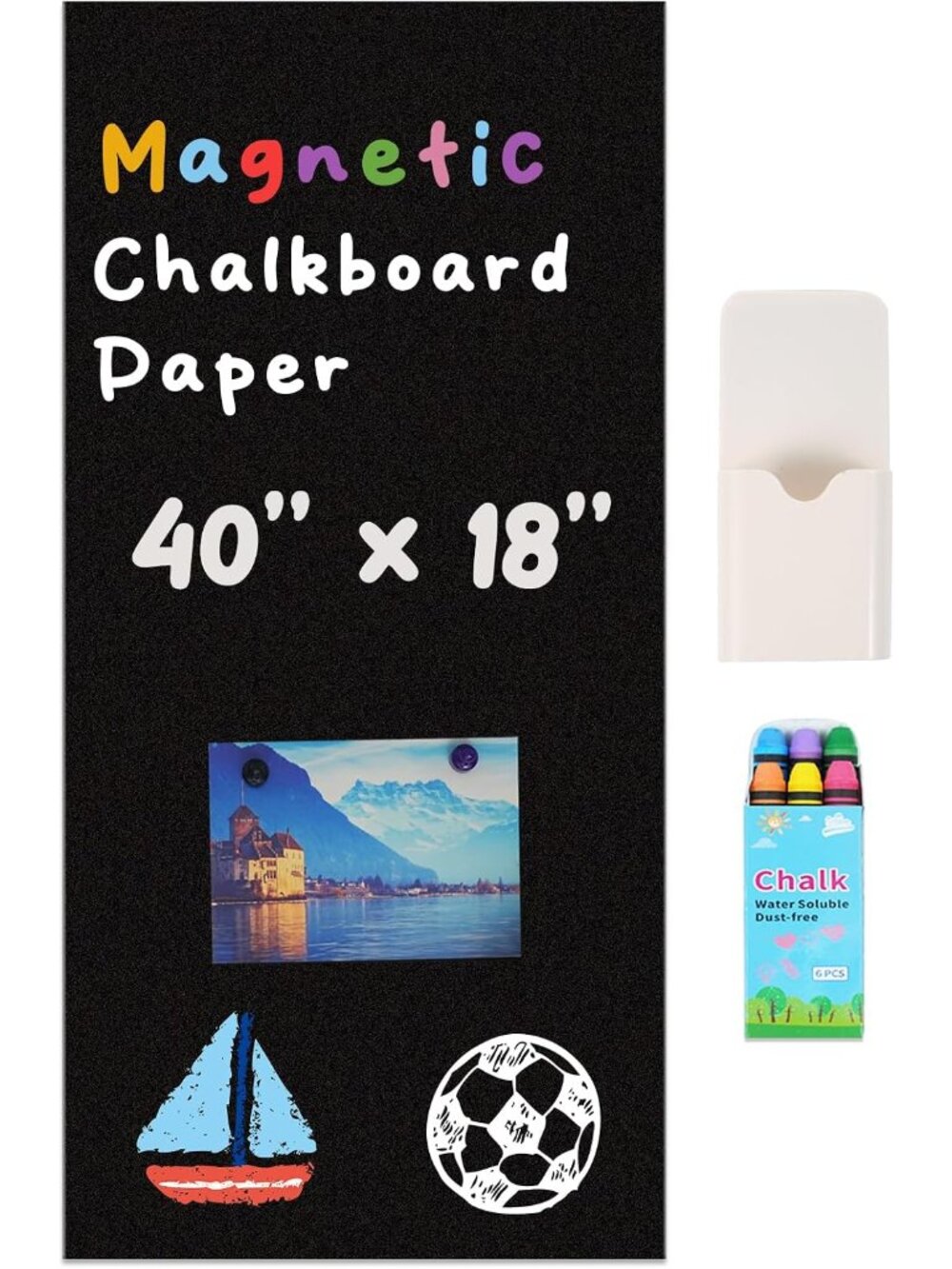 Magnetic Chalkboard Contact Paper for Wall 40" x 18" Self Adhesive Blackboard Wa